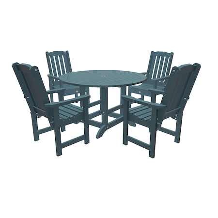 Highwood Usa Lehigh 5pc Round Outdoor Patio Furniture Dining Set AD-DNL48-NBE